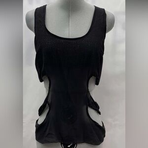 SHERI BODELL Silk Chiffon Rhinestone Cutout Sleeveless Designer Designer Top